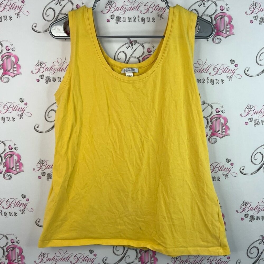 Dolcezza shirt vintage bright Vibrant Yellow Tank Top camisole cami basic